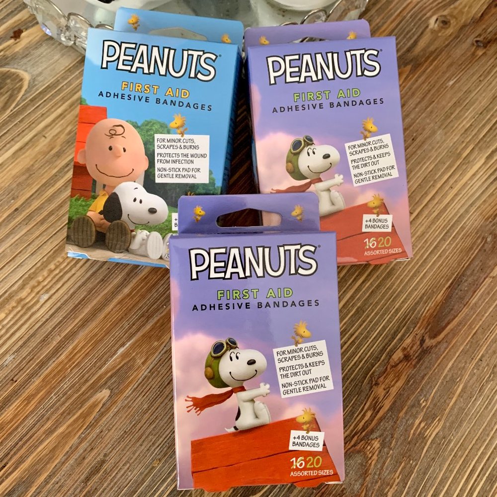 LOT of 3 PEANUTS/Snoopy/Charlie Brown band aids